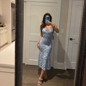 Floral Blue and White Dress